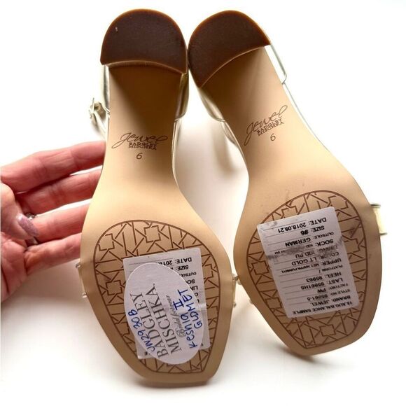 NWOT Jewel Badgley Mischka gold block-heel sandals . Size 6 - Picture 3 of 8